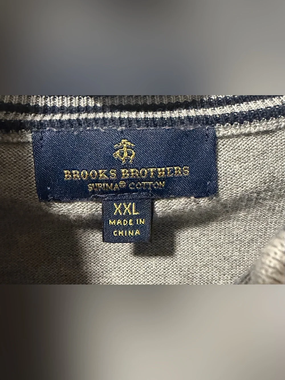 Books Brothers Men’s XXL Gray Supima Cotton Knit Sweater Pullover Classic Preppy